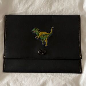 Coach novelty dinosaur leather envelope clutch